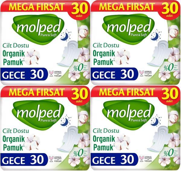Molped Pure&Soft Hijyenik Ped Gece 120 (4PK*30) Adet Mega Pk - Image 1