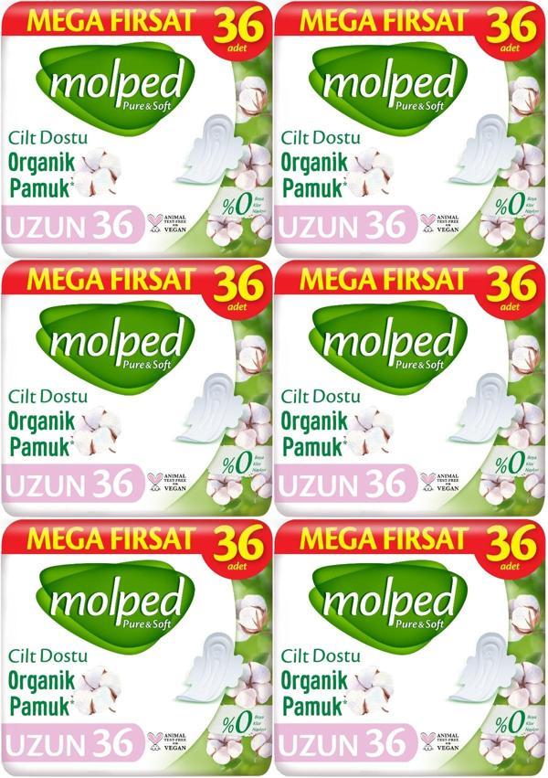 Molped Pure&Soft Hijyenik Ped Uzun 216 (6PK*36) Adet Mega Pk - Image 1