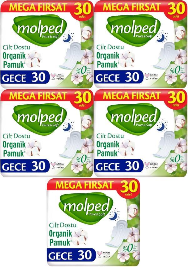 Molped Pure&Soft Hijyenik Ped Gece 150 (5PK*30) Adet Mega Pk - Image 1