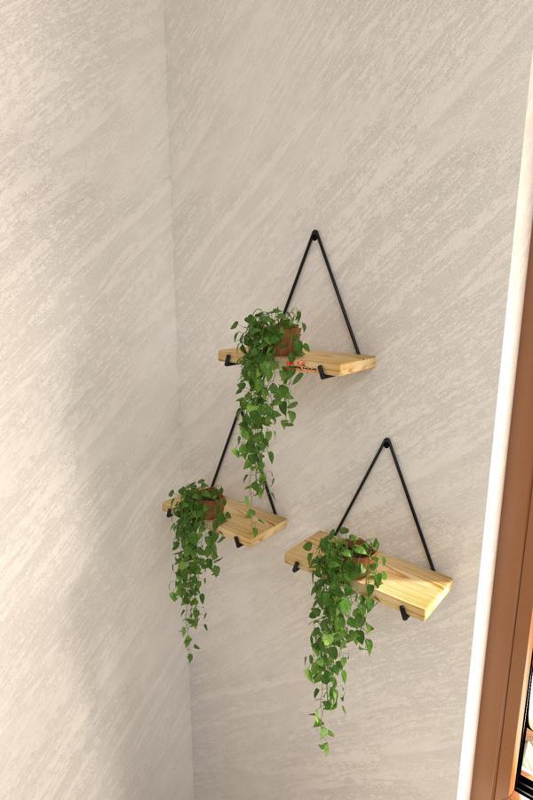 Msy Trend Duvara Monte Gerçek Masif Üçlü Lüks Raf Çiçeklik Resimlik Tanzim Balkonluk - Image 1