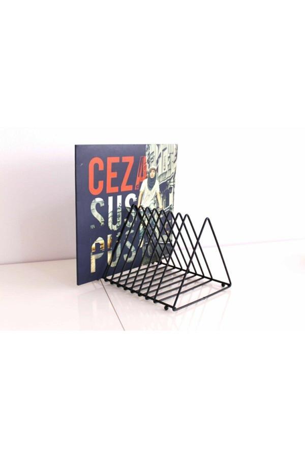 Msy Trend Masa Üstü Ofis Dergilik-Plaklık 9 Bölmeli Üçgen Metal Kitaplık Organizer Gazetelik Vinil - Image 1
