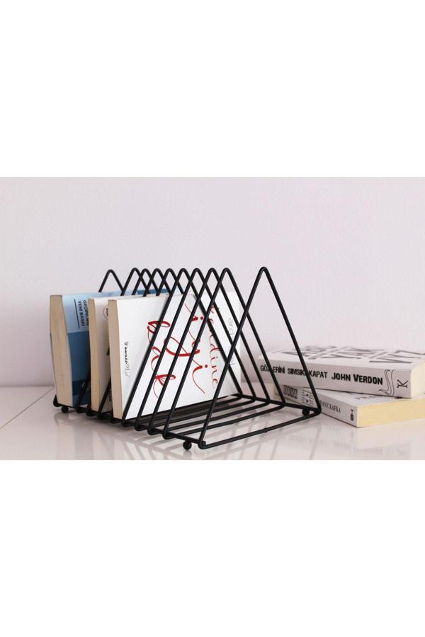 Msy Trend Çok Amaçlı Masa Üstü Büyük Metal Plak Organizer, Dergilik, Kitaplık, Plaklık Gazetelik 9‘Lu Ayraç - Image 1