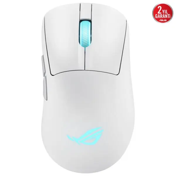 Asus ROG Keris II Origin Beyaz Şarjlı Makrolu Optik Kablolu/Kablosuz Oyuncu Mouse - Image 1