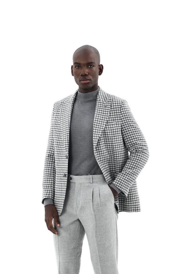 Kırlangıç Yaka Kruvaze Erkek Ceket-KAX5157W - Image 1