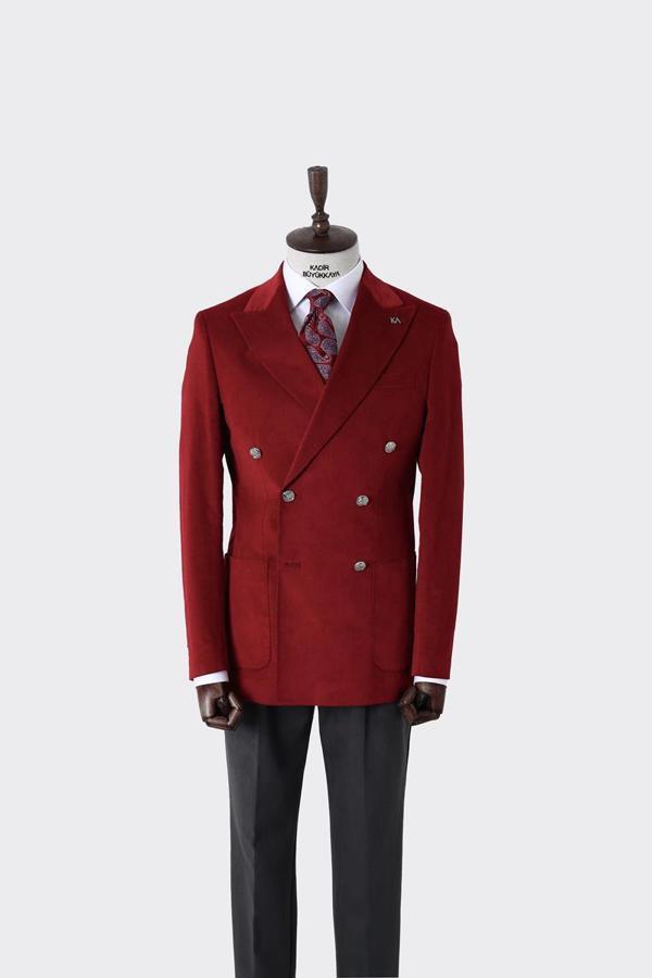 Yüksek Kaliteli Pamuk Kumaş Erkek Kruvaze Ceket-KAW5237W - Image 1