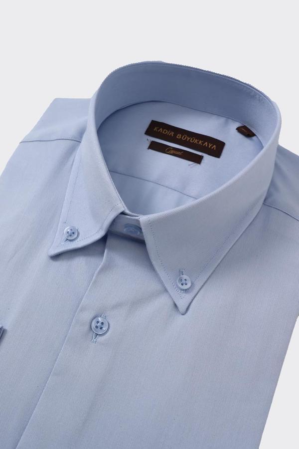 Zarif Tasarım Slim Fit Yaka Düğmeli Pamuklu Erkek Gömlek-KAW4655S - Image 1