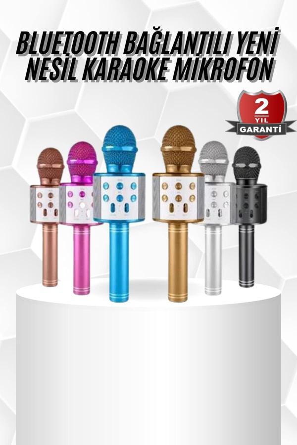 Karaoke Mikrofon Bluetooth Bağlantılı Aux Girişli Uzun Pil Ömrü Yüksek Ses Kaliteli - Image 1