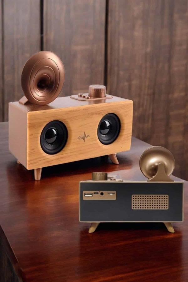 Bluetooth Hoparlör Ahşap Klasik Retro Gramofon Bluetooth Müzik Kutusu - Image 1