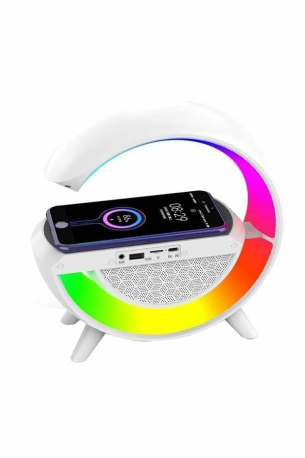 Bluetooth Hoparlör G Şekli Atmosfer Akıllı Rgb Lamba Wireless Kablosuz Şarj - Image 1