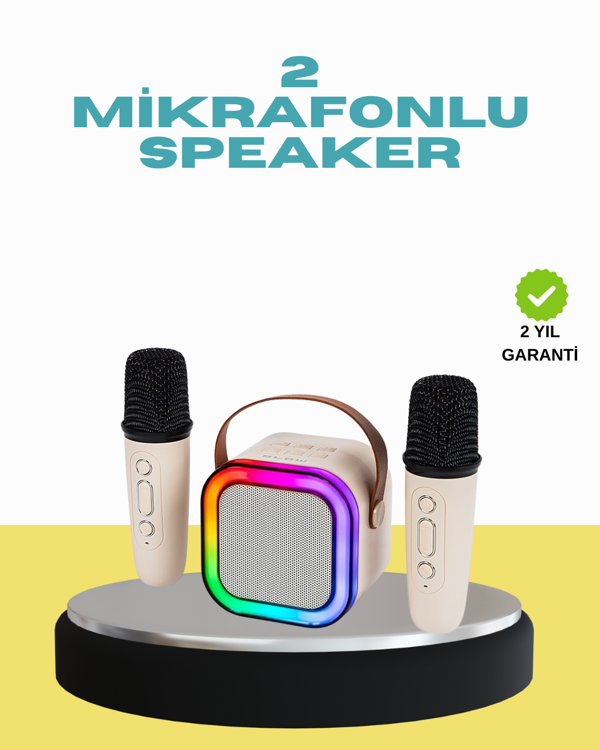 LED Işıklı Taşınabilir Karaoke Hoparlör – USB & AUX Girişli - Image 1