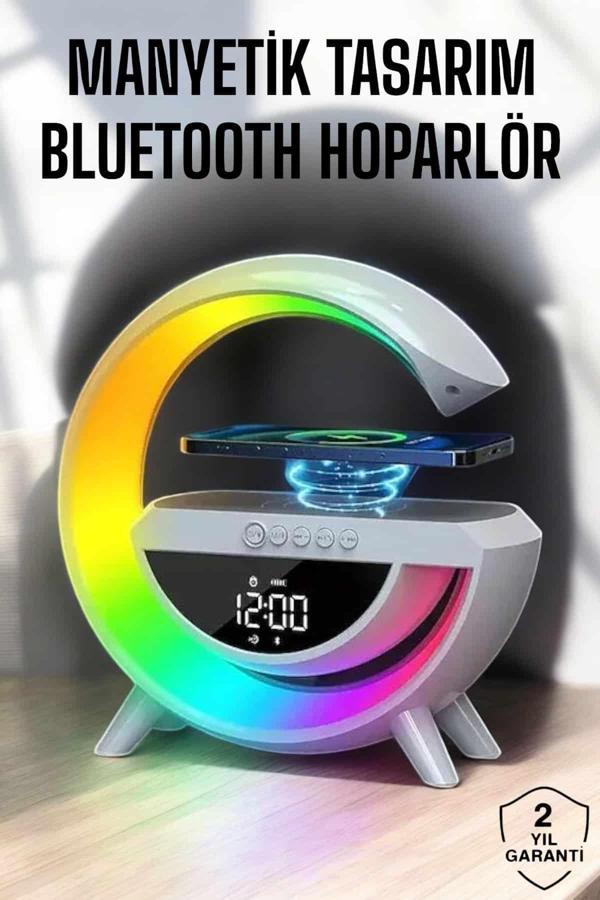 Bluetooth Hoparlör Dijital Göstergeli Wireless Şarj RGB Işıklı - Image 1