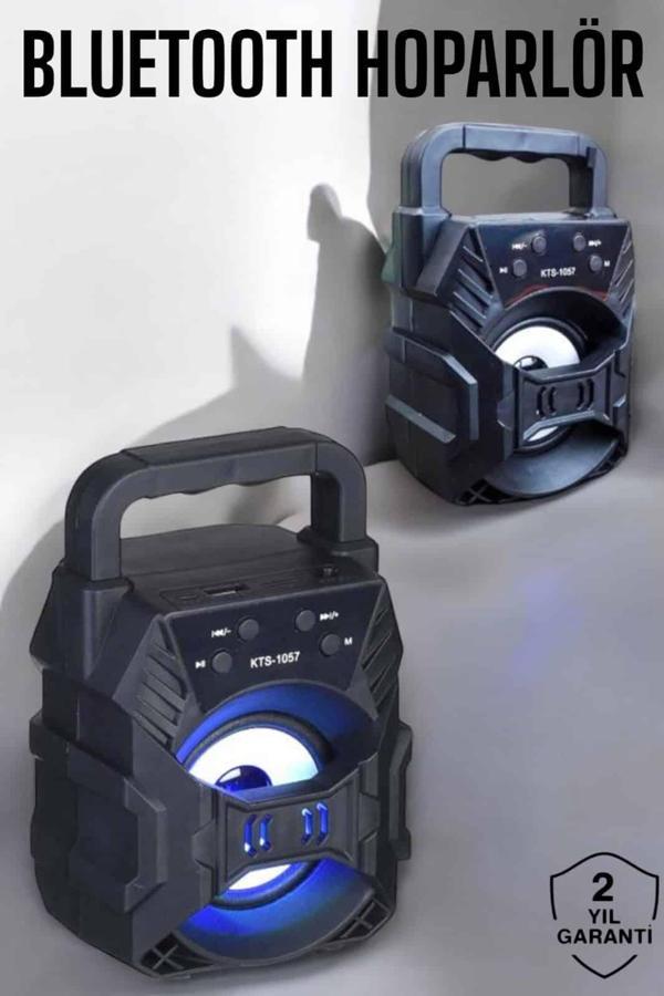 Taşınabilir Bluetooth Hoparlör Led Işıklı Uzun Pil Ömrü - Image 1