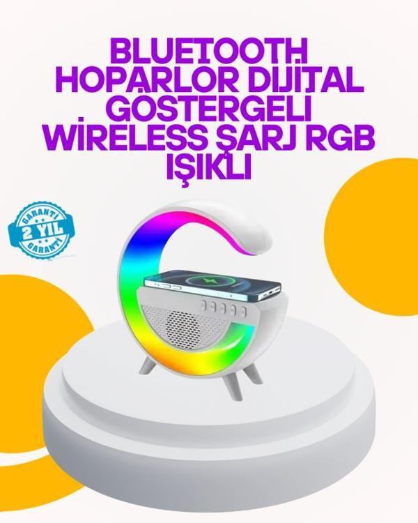 Renkli Işıklı 15W Kablosuz Şarjlı Masa Lambası - Image 1