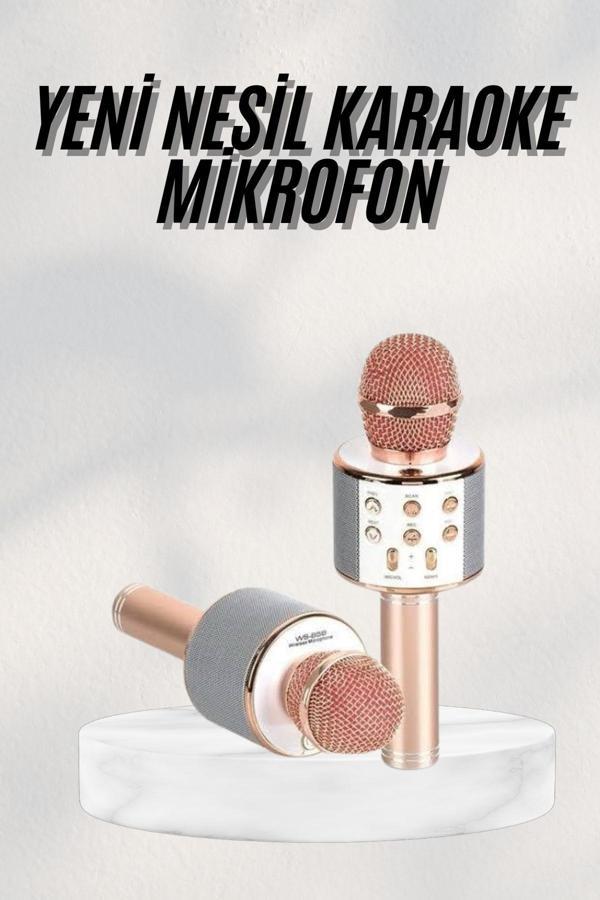 Bluetooth Hoparlör USB AUX SD Kart Kaoroke Mikrofon Uzun Pil Ömrü - Image 1