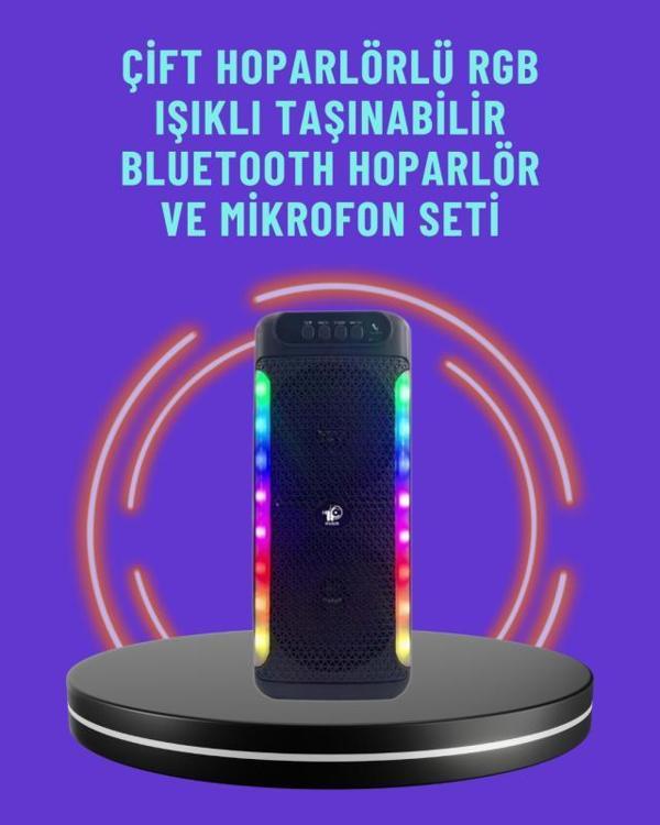 Ev ve Dış Mekan Kullanımına Uygun RGB Işıklı Hoparlör - Image 1