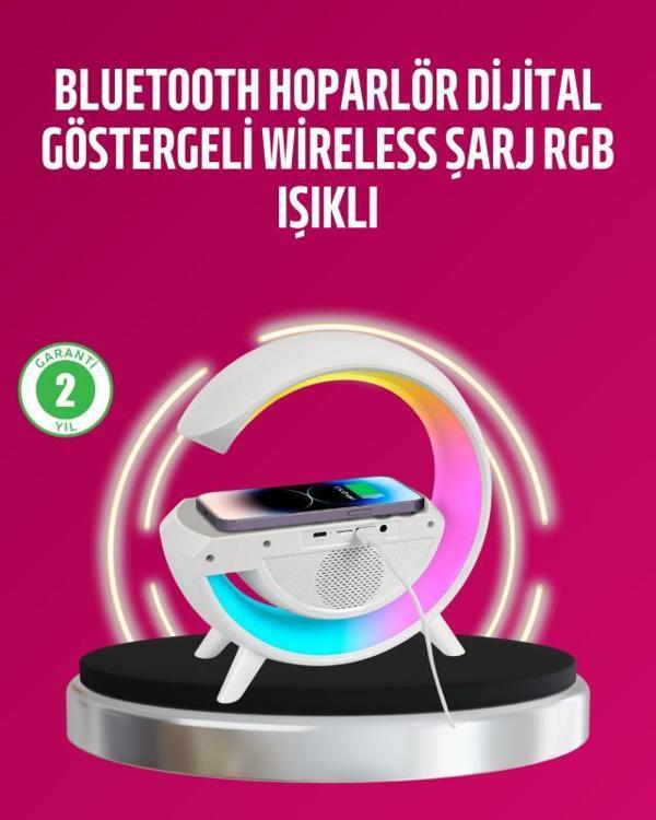 Kablosuz Şarjlı LED Masa Lambası Çalar Saat ve Beyaz Gürültü Özellikli - Image 1