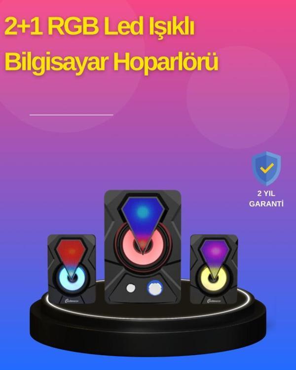 2.1 Kanal RGB LED Oyun Hoparlörü Subwoofer Destekli - Image 1