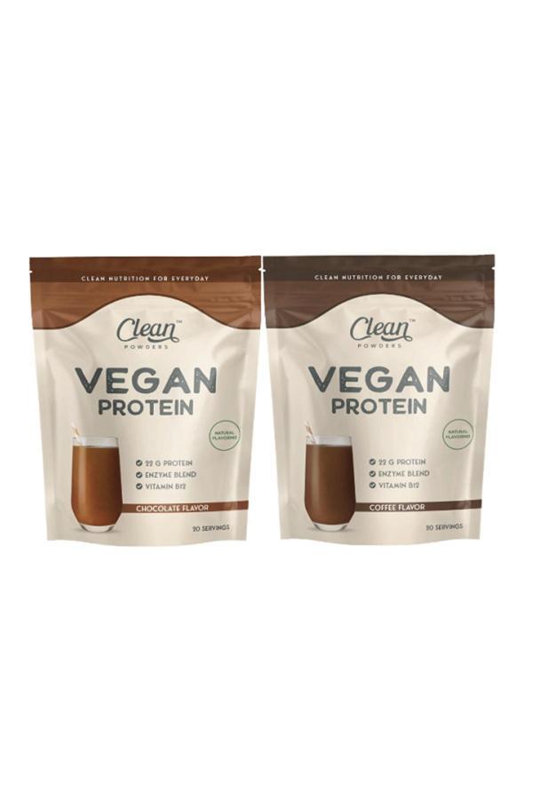 Clean Powders Vegan Protein 600 Gr - Kahve - Çikolata 2'Li Set - Image 1