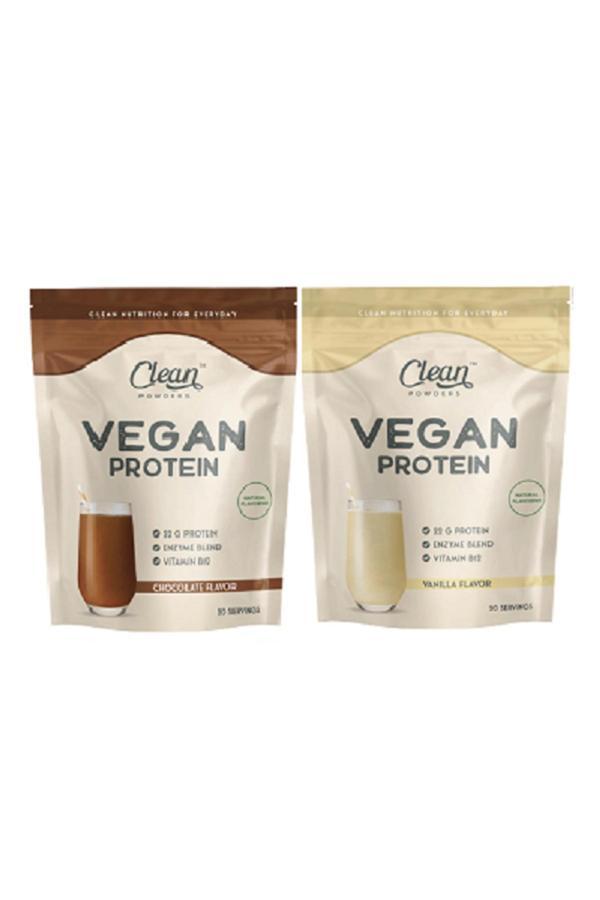Clean Powders Vegan Protein 600 Gr - Çikolata - Vanilya 2'Li Set - Image 1