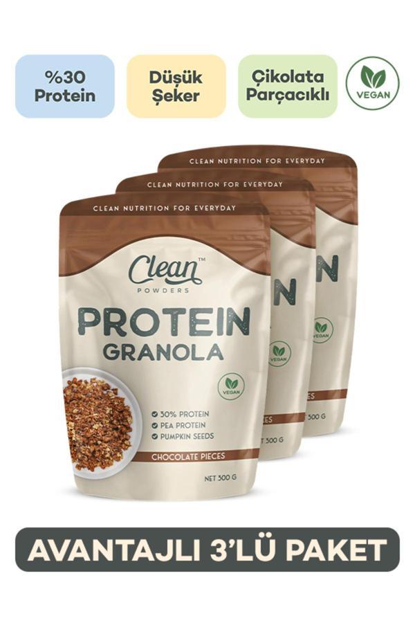 Clean Powders Protein Granola 300 Gr Çikolata Parçacıklı 3 Adet - Image 1