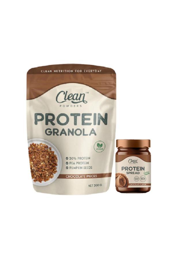 Clean Powders Protein Granola 300Gr Çikolata Parçalı - Proteinli Çikolatalı Fındık Kreması (Protein Spread) 350Gr - Image 1