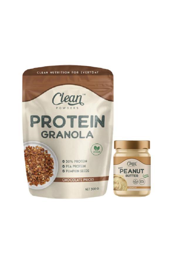 Clean Powders Protein Granola 300 Gr Çikolata Parçacıklı - Proteinli Fıstık Ezmesi (Peanut Butter) 300 Gr - Image 1