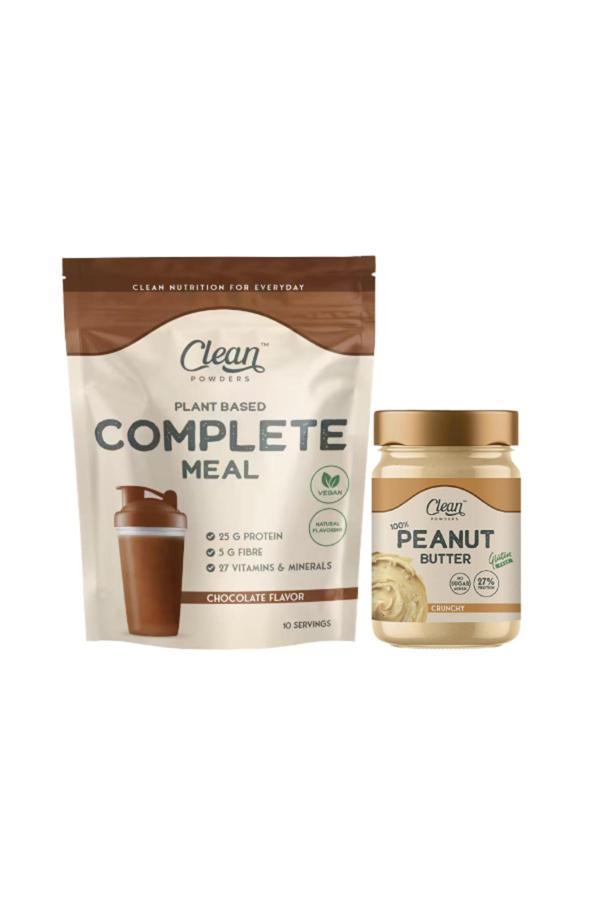 Clean Powders Bitkisel Öğün Tozu Plant Based Comp. Meal 600Gr Çikolata - Proteinli Fıstık Ezm. Peanut Butter 300Gr - Image 1