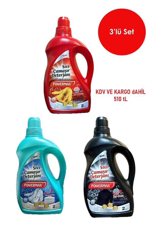Powermax 3 Adet Sıvı Deterjan 2 Litre -RNL-PWRMX005 - Image 1