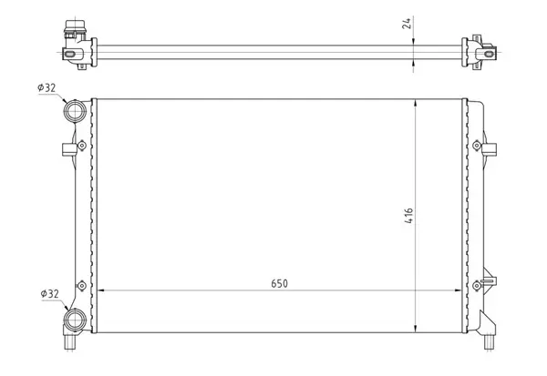 RADYATÖR GOLF 5-CADDY 3-JETTA 3-PASSAT-TOURAN-A3-LEON-OCTAVIA AC KLİMASIZ MEK OTOM 650X416X24 BRAZING 1K0121251E 1K0121251P 1K0121251Q - Image 1