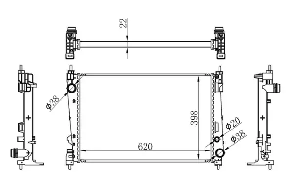 RADYATÖR CORSA D 2005PUNTO 2005BRAVO 2 20071.3 JTD-1.7CDTI MEK AC KLİMASIZ 620X395X27 BRAZING 1300287 55703927 - Image 1