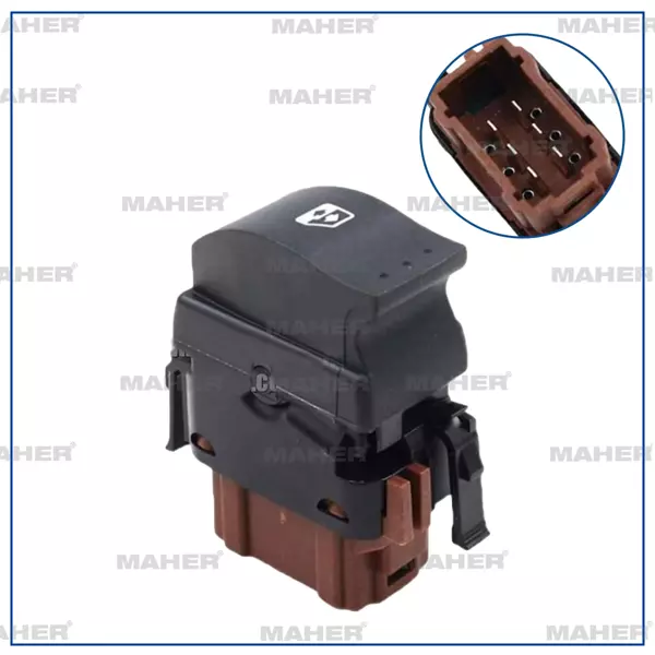 DÜĞME CAM AÇMA MASTER 2 / TRAFIC 2 / MOVANO / VİVARO (TEKLİ) 6 PİN SAĞ 8200057321 - Image 1