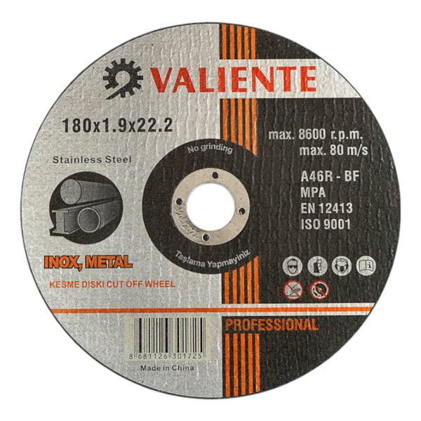 Fixonic Valiente VAL16773 180mm Inox Metal Kesme Taşı ( 10'lu Paket) - Image 1