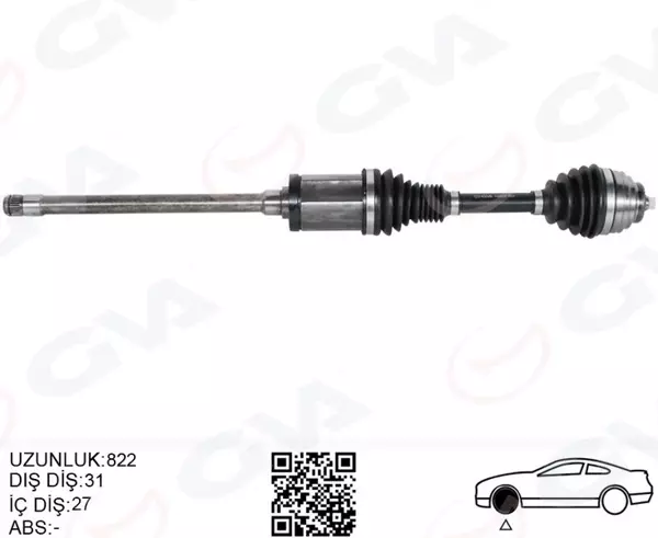 KOMPLE AKS ÖN SAĞ BMW 101 E84 2009-2015 822MM DİŞ 31 DİFERANSİYEL DİŞ 27 31607605512 - Image 1