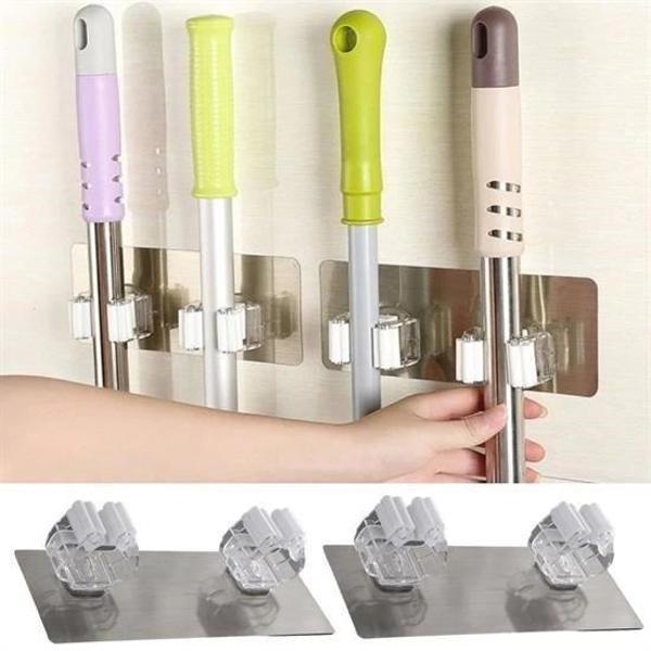 BUFFER® Pratik Organizer 4lü Yapışkanlı Fırça Paspas Mop Fırça Sabitleyici Ergonomik Alet Aparatı - Image 1