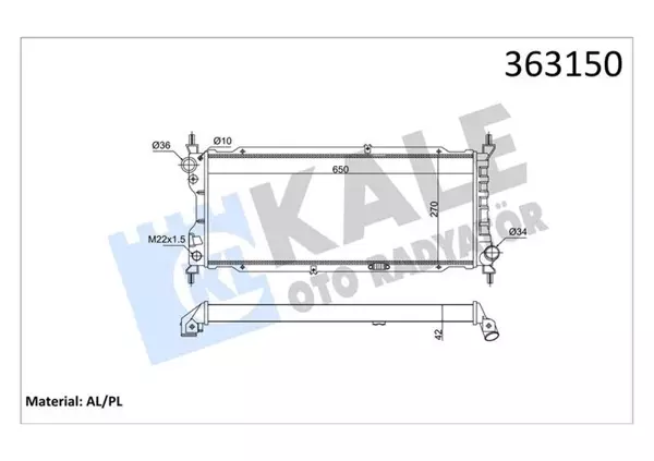 BRAZING VERSİYONU KL372600 OPEL CORSA B COMBO 1.5D 93<00 MT MEKANİK 650102701042 SU RADYATÖRÜ 1300151 90410049 - Image 1