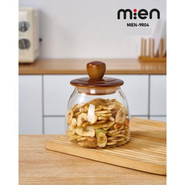 MİEN Akasya Kapaklı Borosilikat Konik Cam Kavanoz 700 ml - Image 1