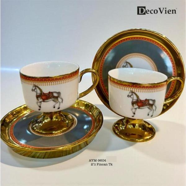 DecoVien 2 Kişilik 90 ml Porselen Kahve Fincan Takımı - Image 1