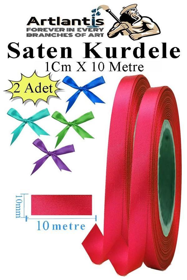 Kırmızı Kurdele Saten 1 Cm 10 Metre 2 Adet Saten Kurdela Parlak Hediye ve Süsleme Şeridi Süs Paketleme Çiçek Saç El - Image 1