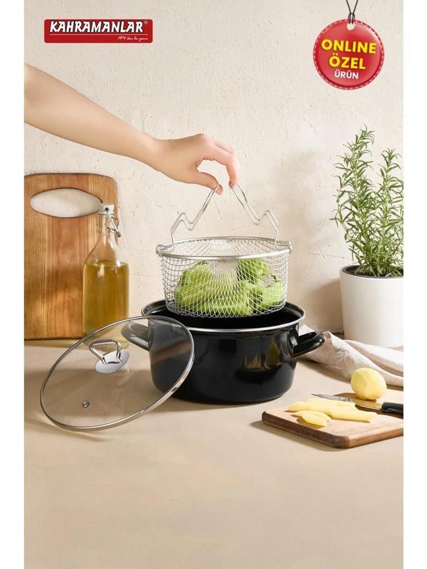 Kahramanlar Cips Chef 22 Cm Emaye Kızartma Tenceresi - Image 1