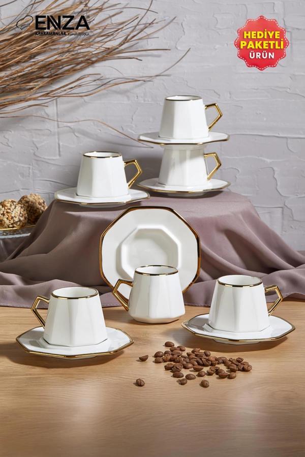 Kahramanlar Milas 6'lı 12 Parça Porselen Kahve Fincanı Takımı - Image 1