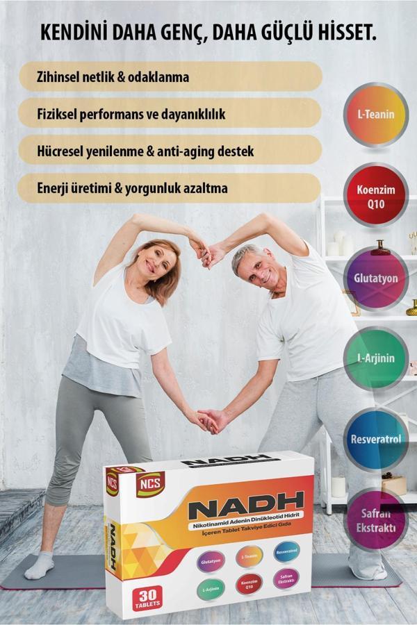 Ncs Nadh Safran Koenzim Q10 Glutatyon Teanin L-Arjinin Resveratrol 30 Tablet L-Sitrulin D-Riboz - Image 1