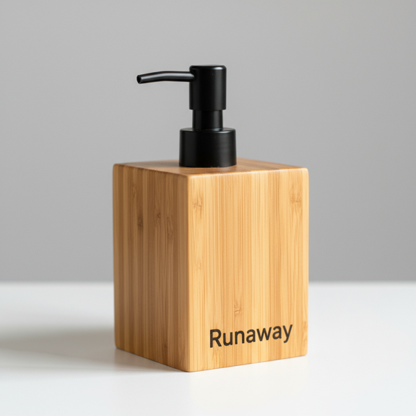 Büyük Ahşap Sıvı Sabunluk Doğal Bambu 100ml Paslanmaz Pompalı Sabunluk - Image 1
