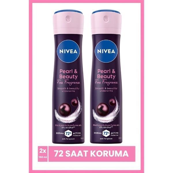 Nivea Kadın Sprey Deodorant Pearl & Beauty Fine Fragrance 150 ml x 2 Adet - Image 1