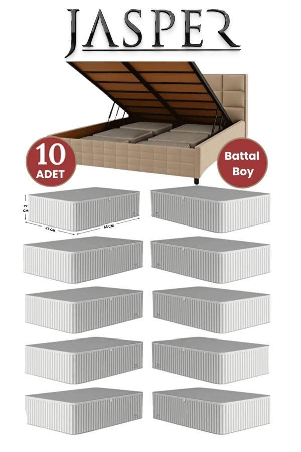 Jasper Antrasit Çizgili Büyük Boy Baza Altı Ve Çekyat Hurç - 65x45x22 Cm - Organizer. - Image 1