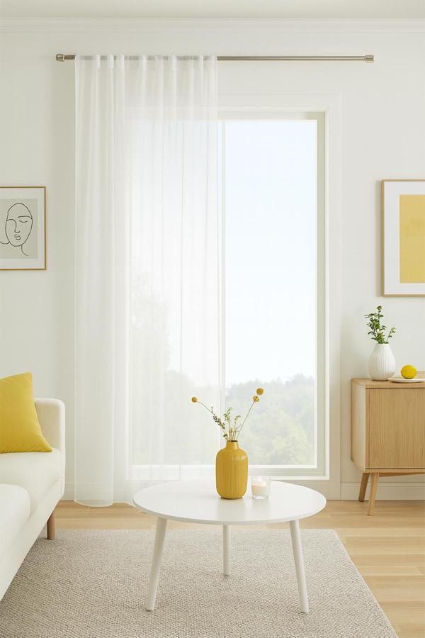 Diego Basic Tül Perde Beyaz 300x250 - Image 1