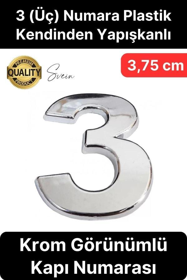 No 3 Kapı Numarası Kendinden Yapışkanlı Masa Dolap Plastik Ev Posta Kutusu Dış Mekan Daire 3,75 cm - Image 1