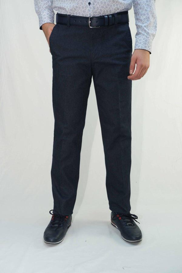 Bomonti Erkek Lacivert Klasık Pamuk Likralı Balık Sırtı Pantolon - Image 1