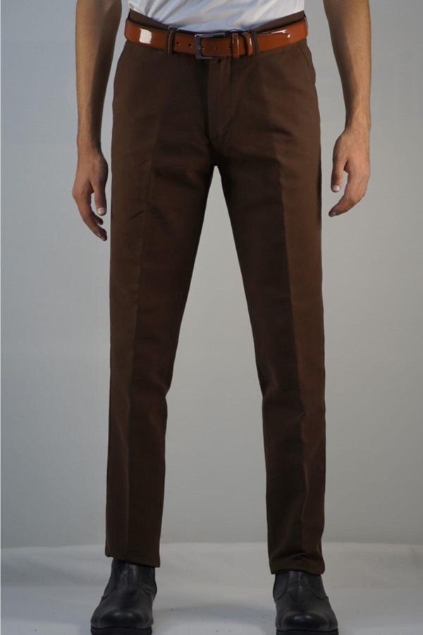 Bomonti Erkek Kahve Battal Nıkrasız Gabardın Pamuk Pantolon - Image 1