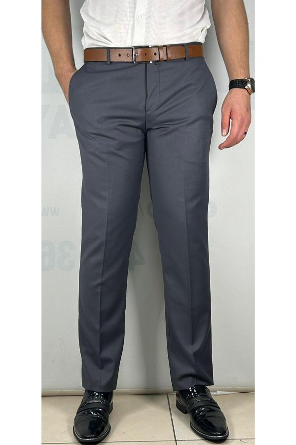 Bomonti Yüksek Kalite Slim Erkek Gri Esnek Dız Astarlı Kumaş Pantolon - Image 1