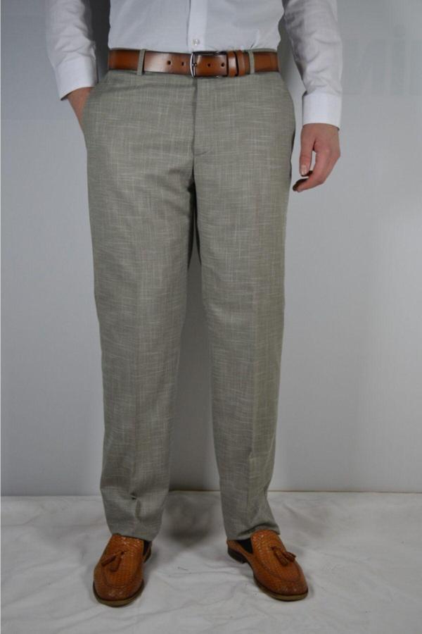 Bomonti Klasık Battal Erkek Keten Desenlı Leros Kumaş Pantolon - Image 1